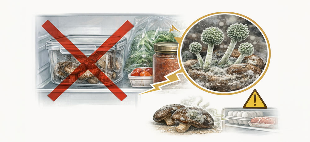 濡れた椎茸の冷蔵保存
