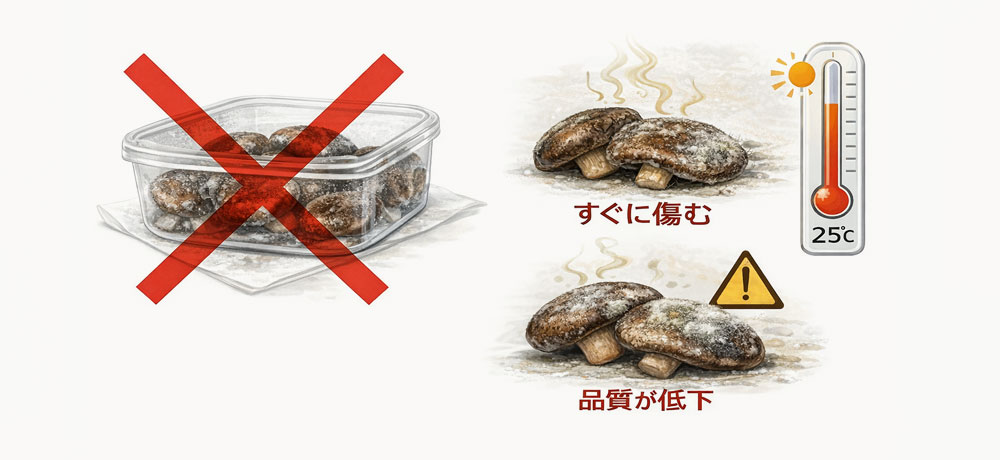 椎茸の常温保存は避けましょう