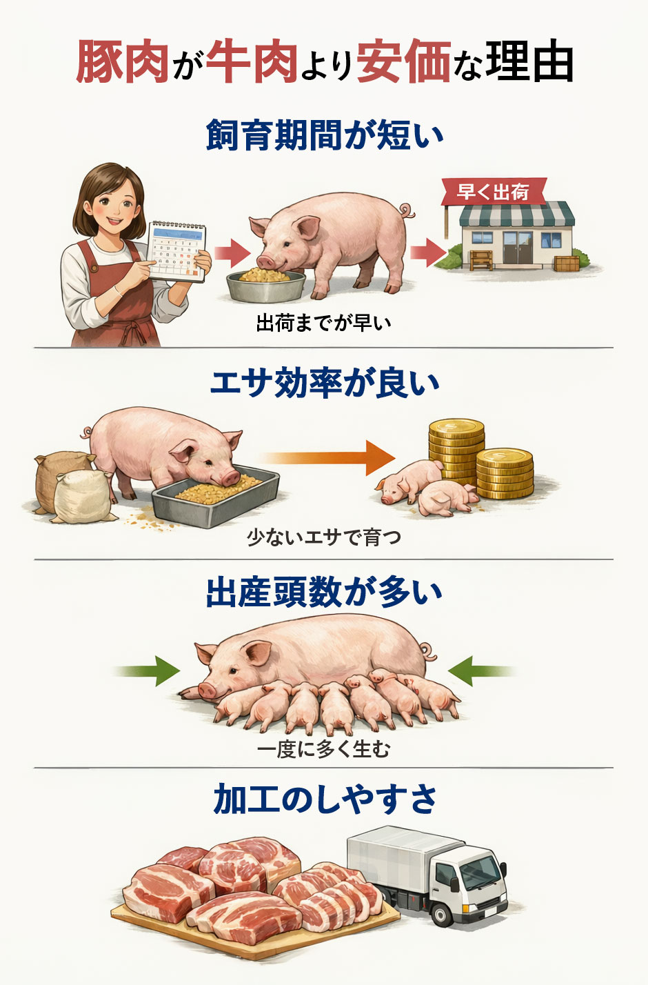 豚肉が牛肉より安価な理由