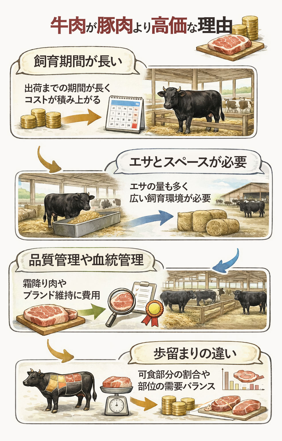 牛肉が豚肉より高価な理由