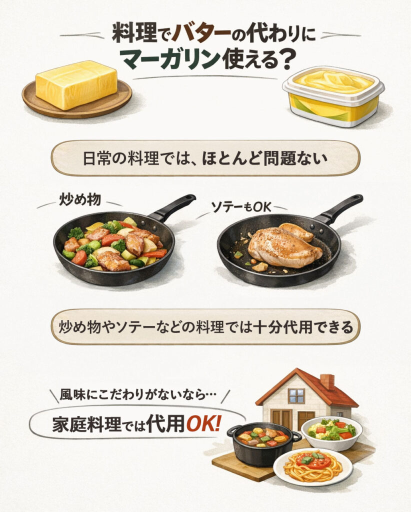 料理でバターの代わりにマーガリンは使える?