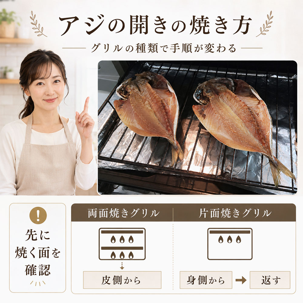 アジの開きの焼き方（グリル使った焼き方）