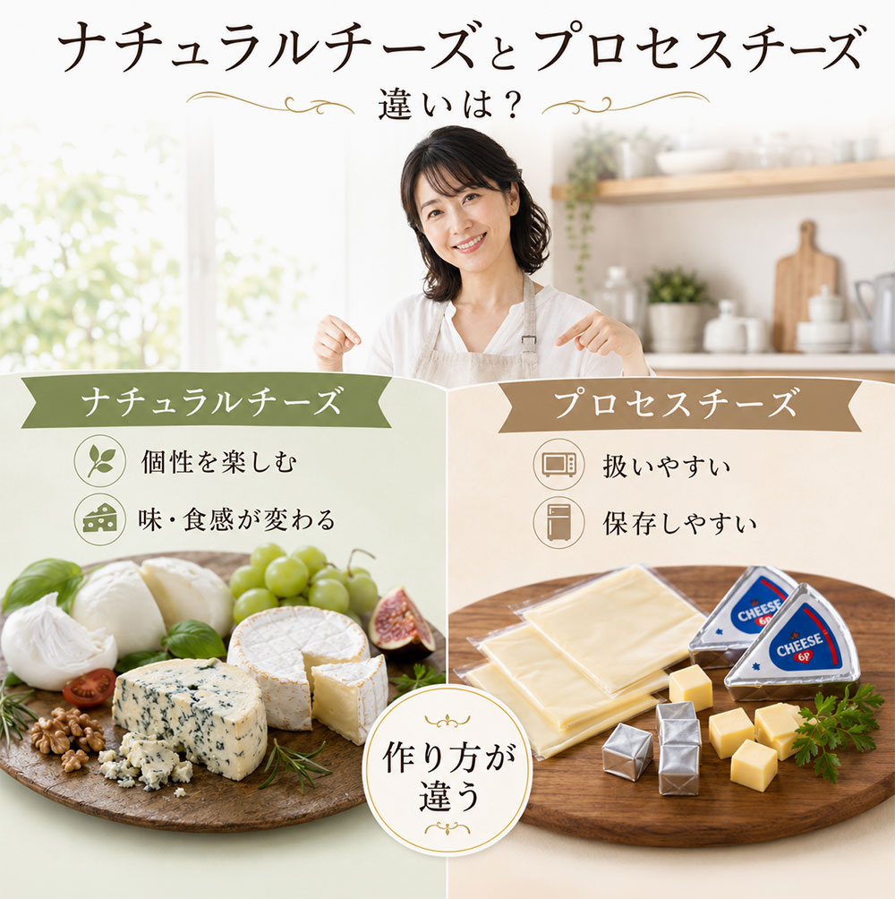ナチュラルチーズとは？プロセスチーズとの違い