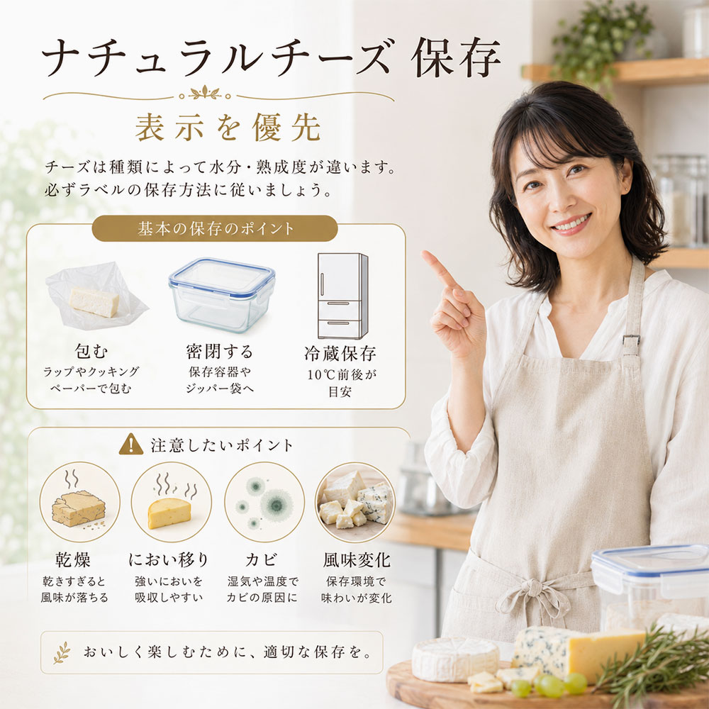 ナチュラルチーズの保存方法と注意点