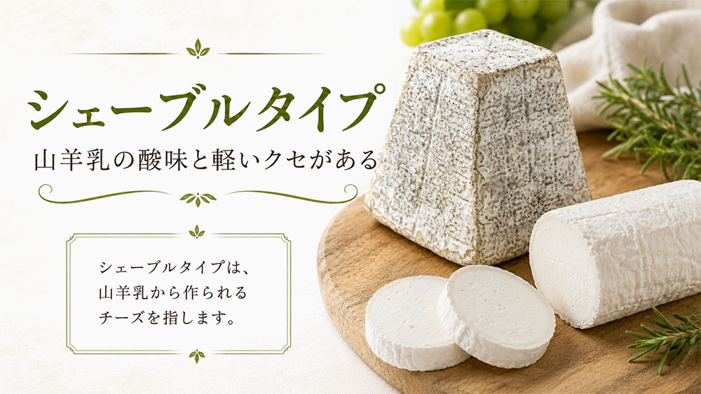 シェーブルタイプ：山羊乳の酸味と軽いクセがある