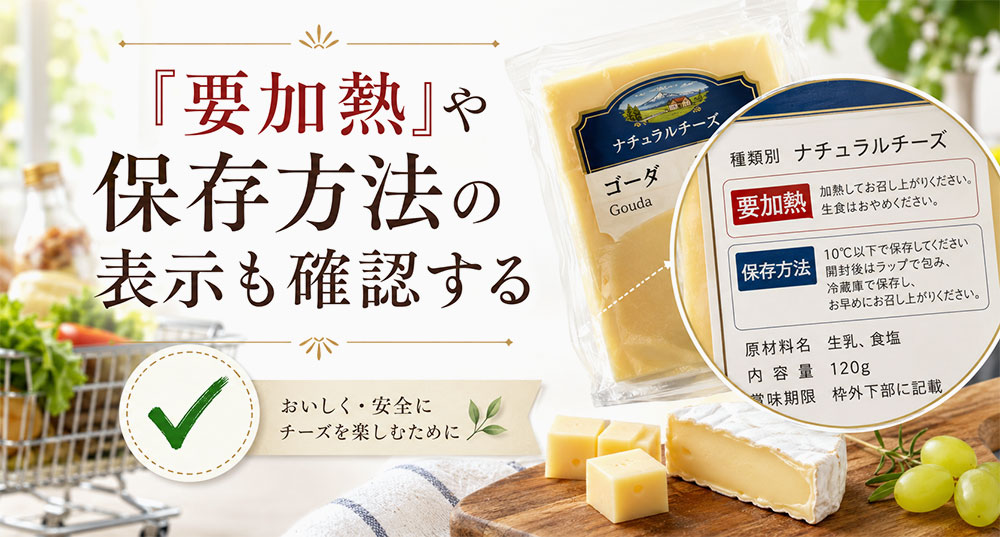 「要加熱」や保存方法の表示も確認する
