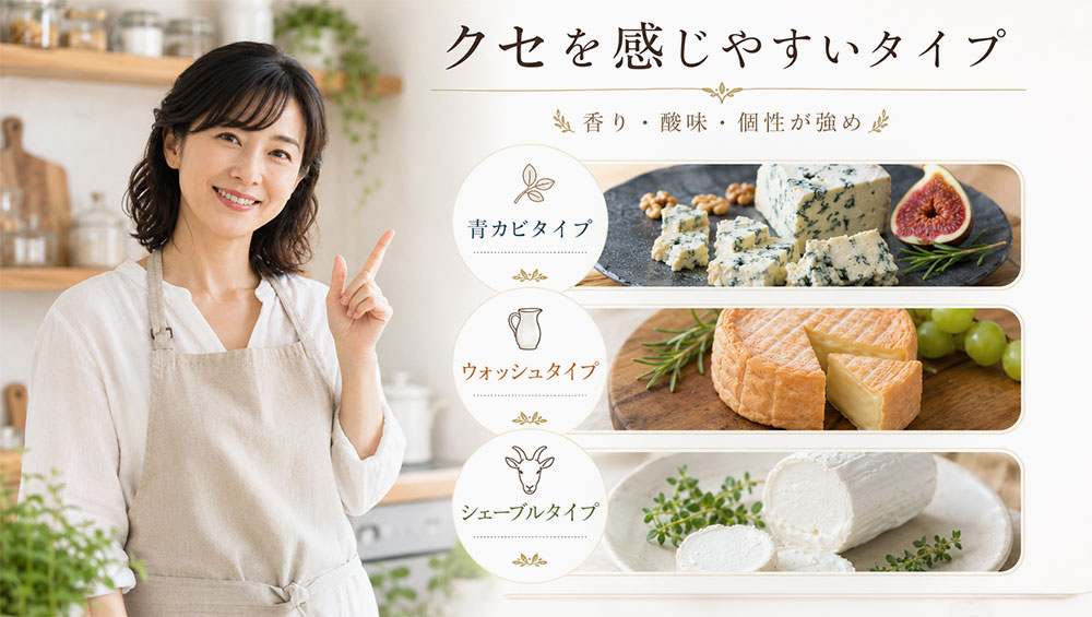 クセが強い種類は青カビ・ウォッシュ・シェーブル