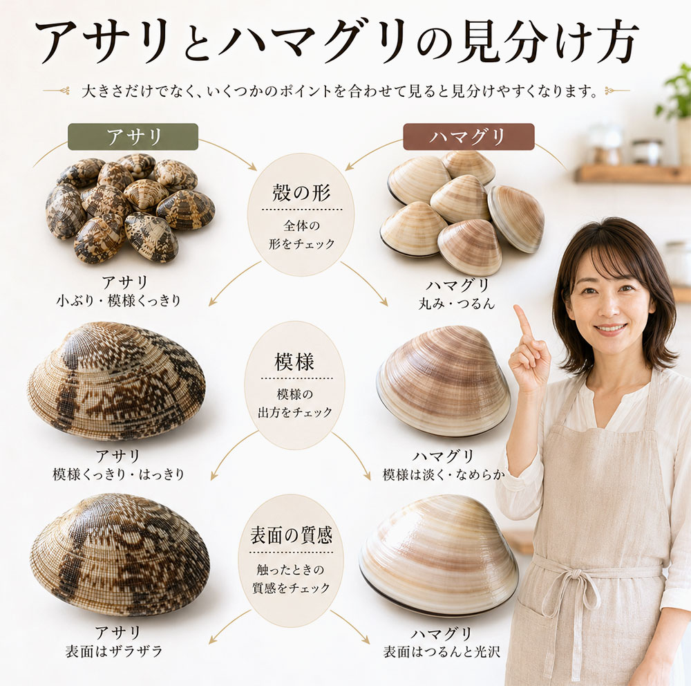 アサリとハマグリの見分け方