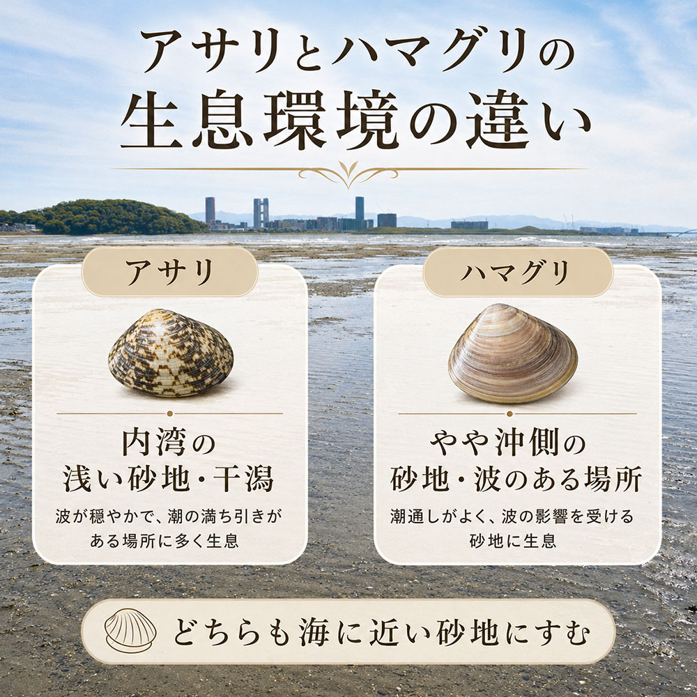 アサリとハマグリの生息環境の違い