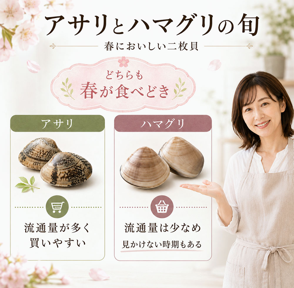 アサリとハマグリの旬と産地