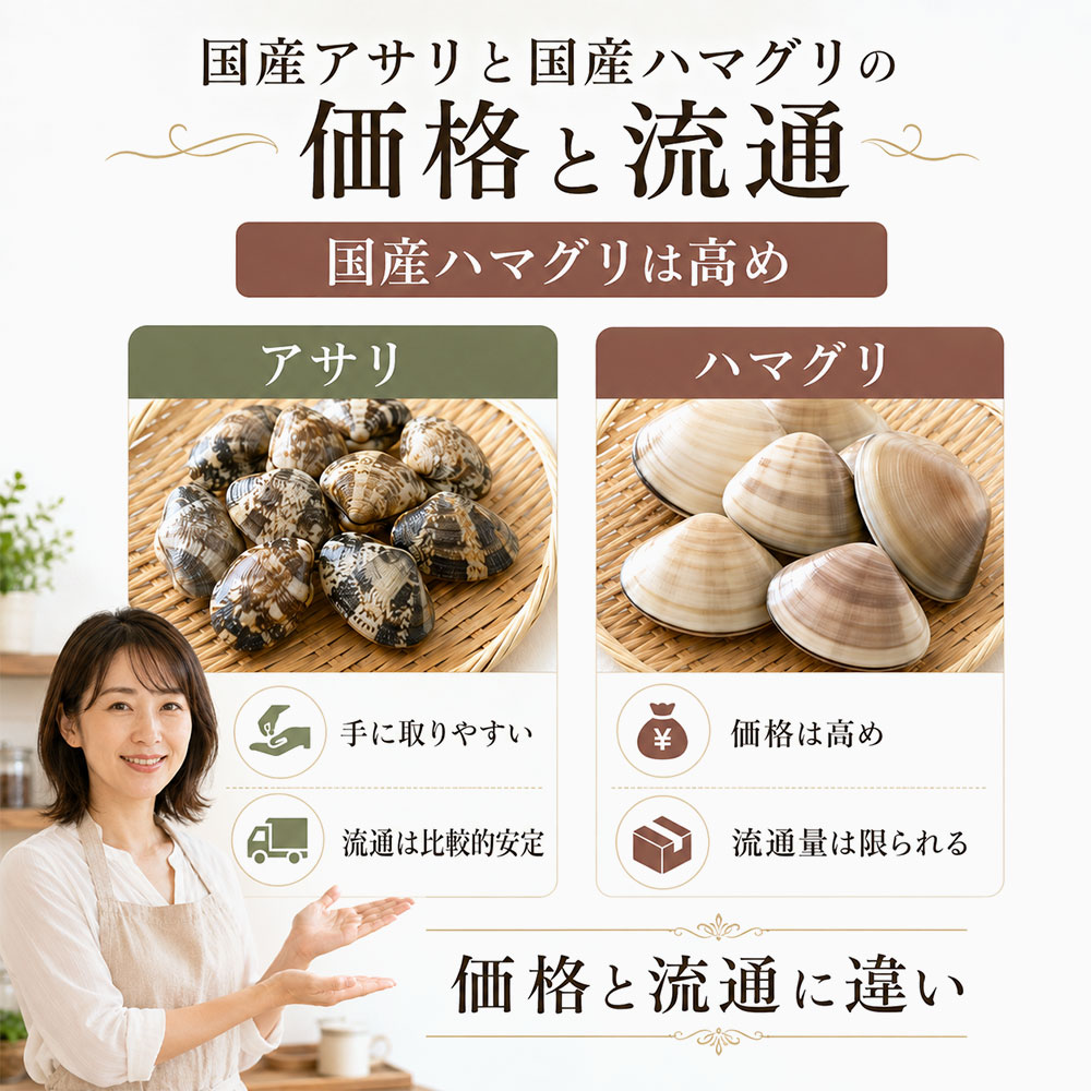 国産アサリと国産ハマグリの価格と流通