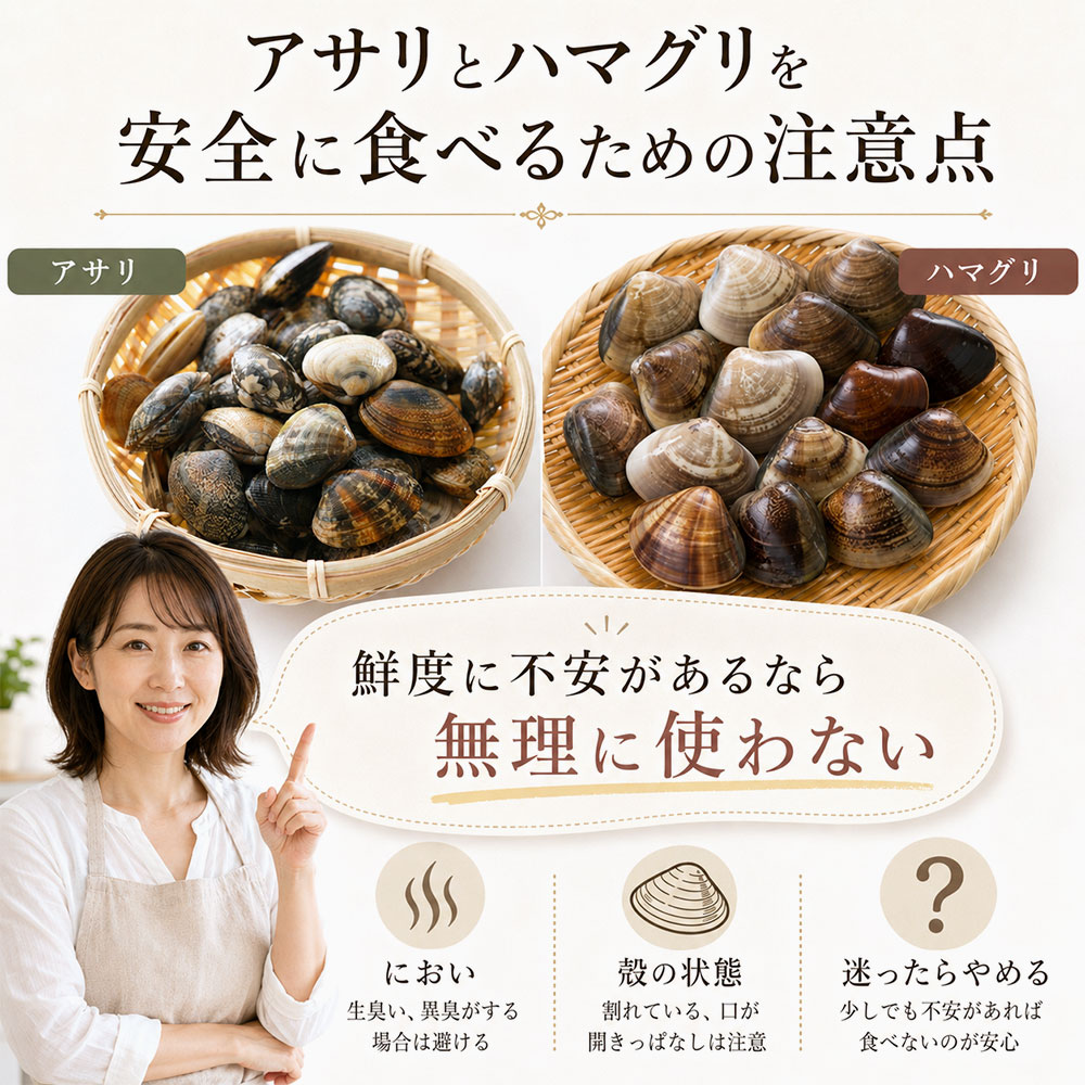 アサリとハマグリを安全に食べるための注意点