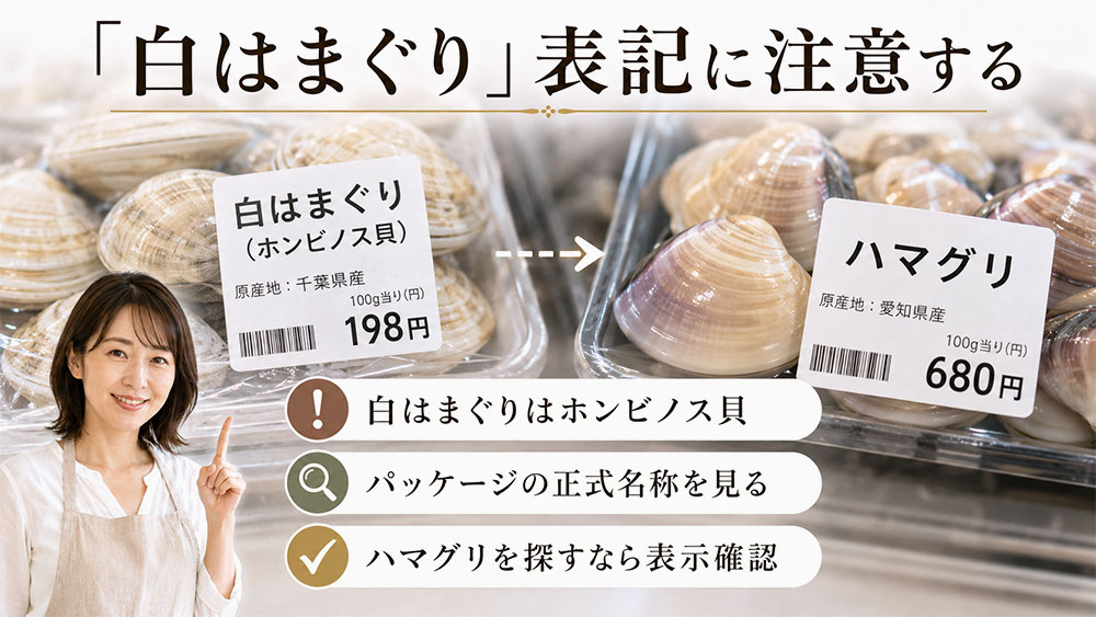 「白はまぐり」表記に注意する