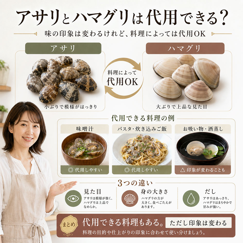 アサリとハマグリは代用できる？