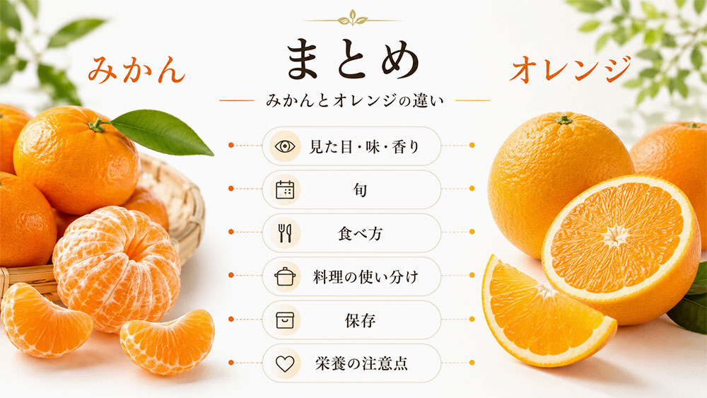 みかんとオレンジの違いとは:まとめ