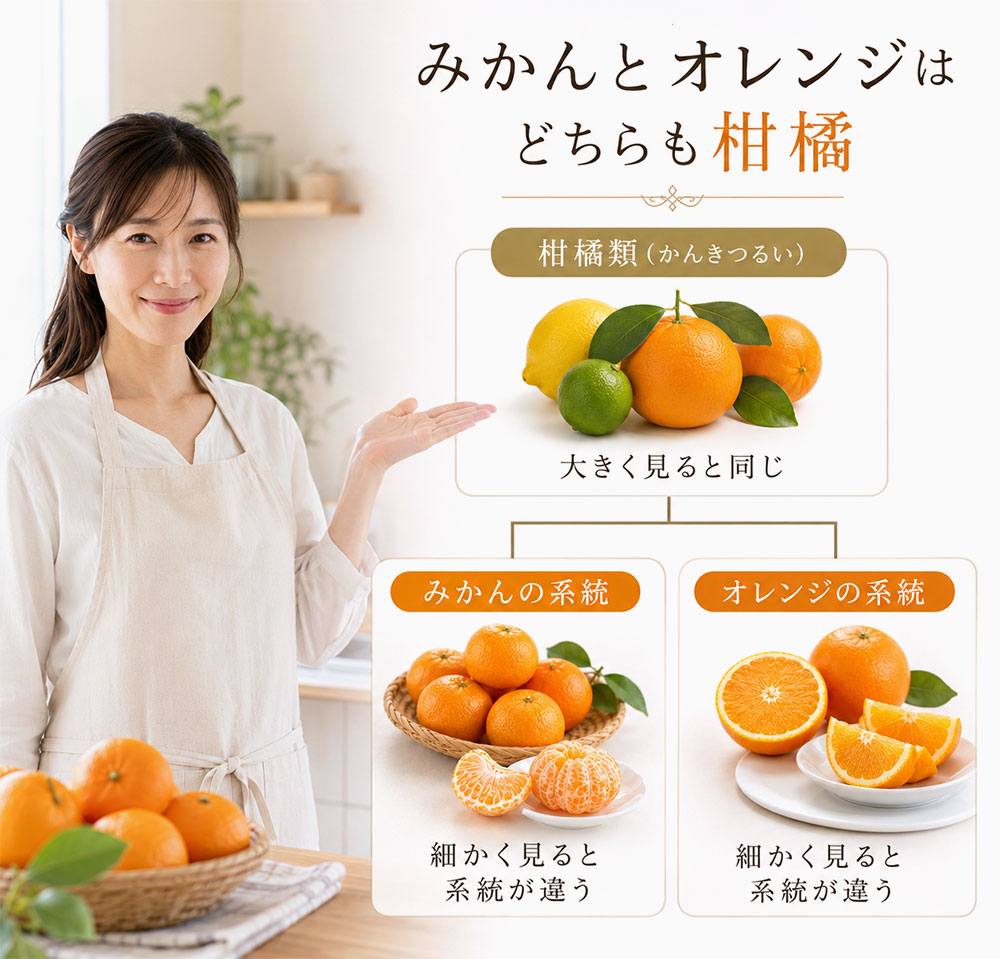 みかんとオレンジは同じ柑橘の仲間?