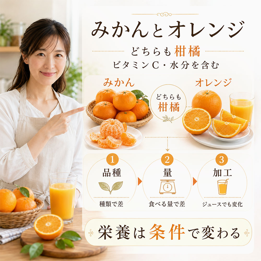 みかんとオレンジの栄養と注意点