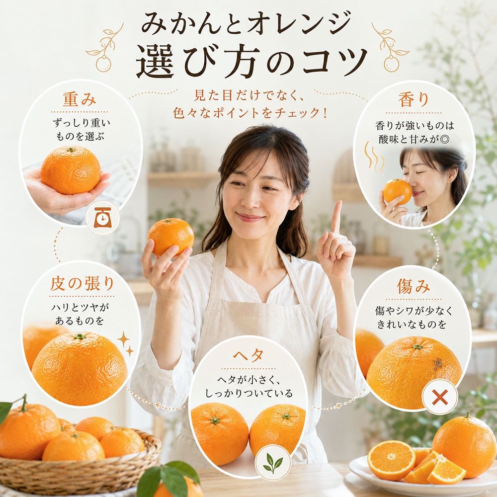 美味しいみかんとオレンジの選び方と見分け方