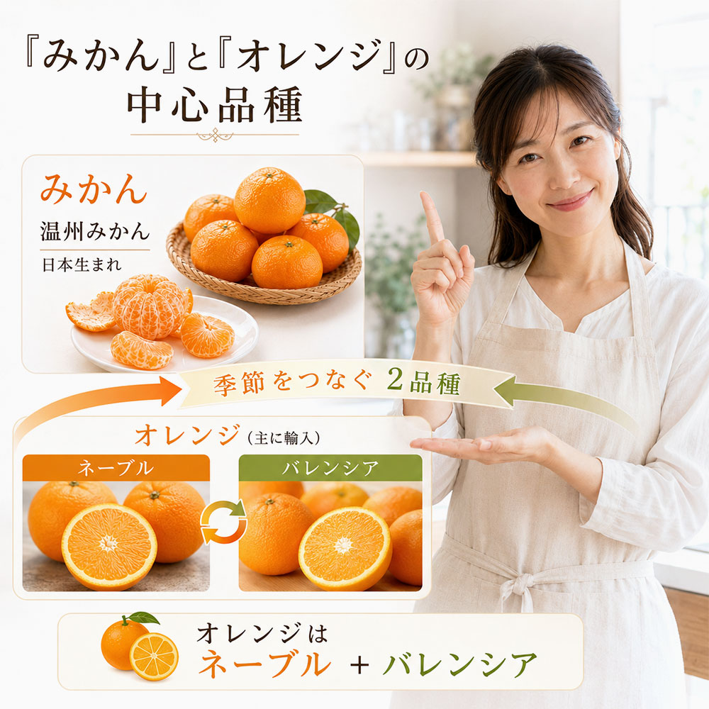 みかんとオレンジの代表的な品種
