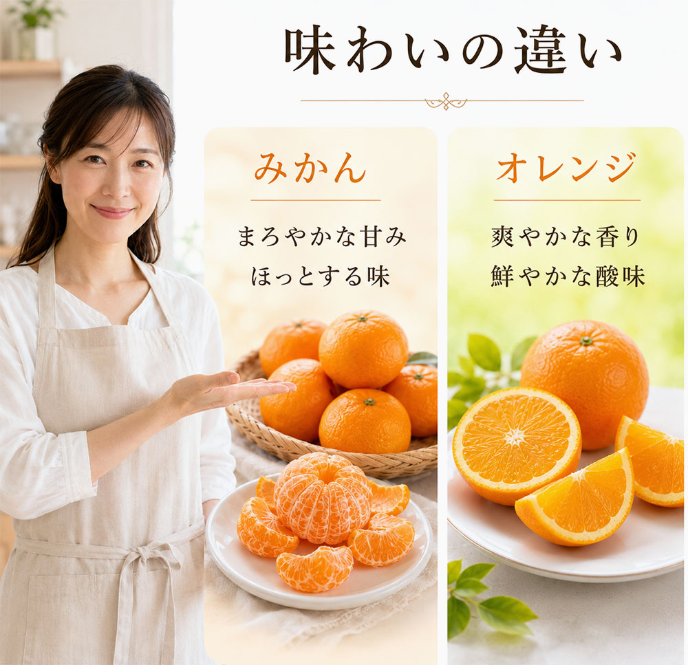 みかんとオレンジの味と香りの違い