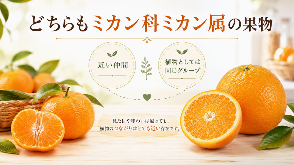どちらもミカン科ミカン属の果物