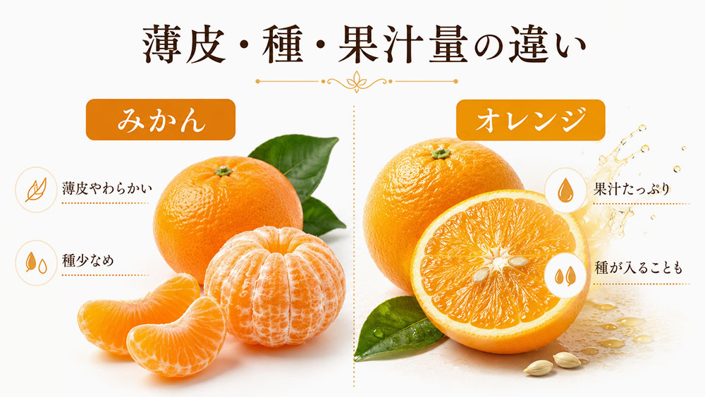 薄皮・種・果汁量の違い