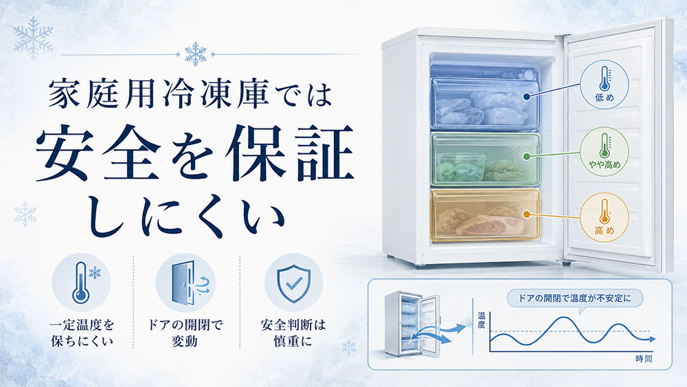 家庭用冷凍庫では安全を保証しにくい