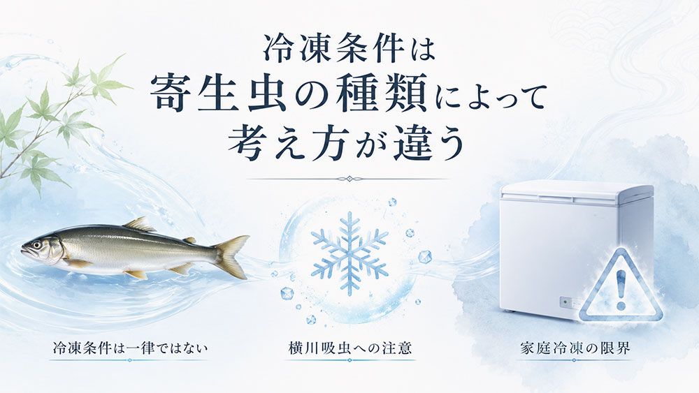 冷凍条件は寄生虫の種類によって考え方が違う