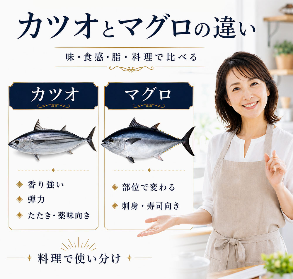 カツオとマグロの違いを一覧表で比較