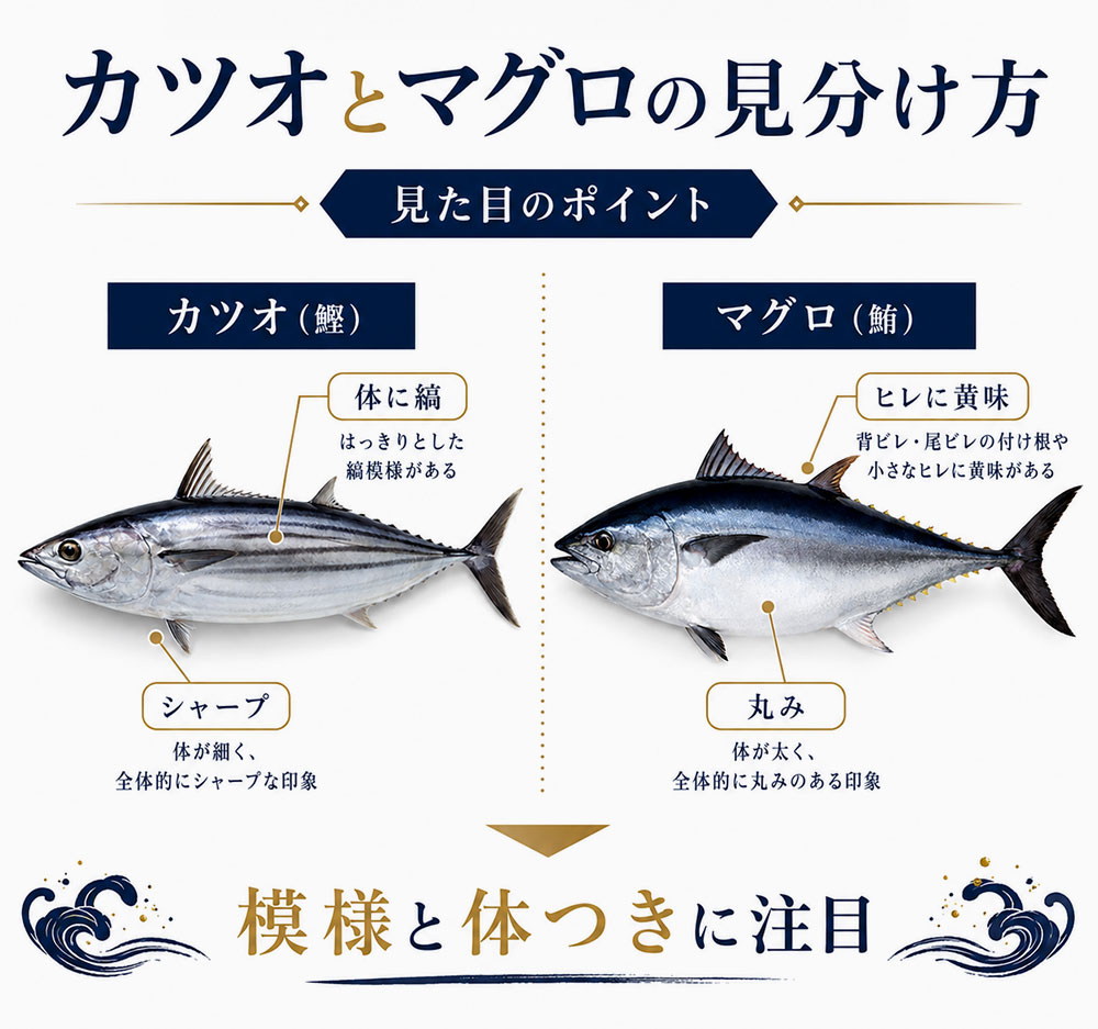 カツオとマグロの見た目の違いと見分け方