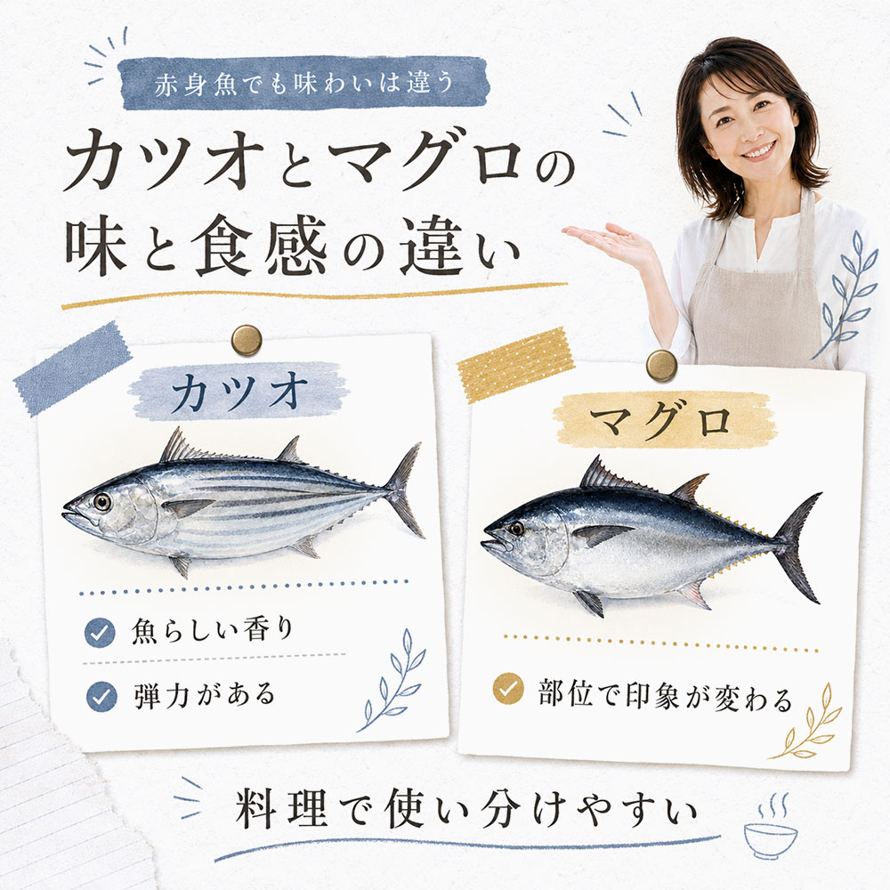 カツオとマグロの味と食感の違い