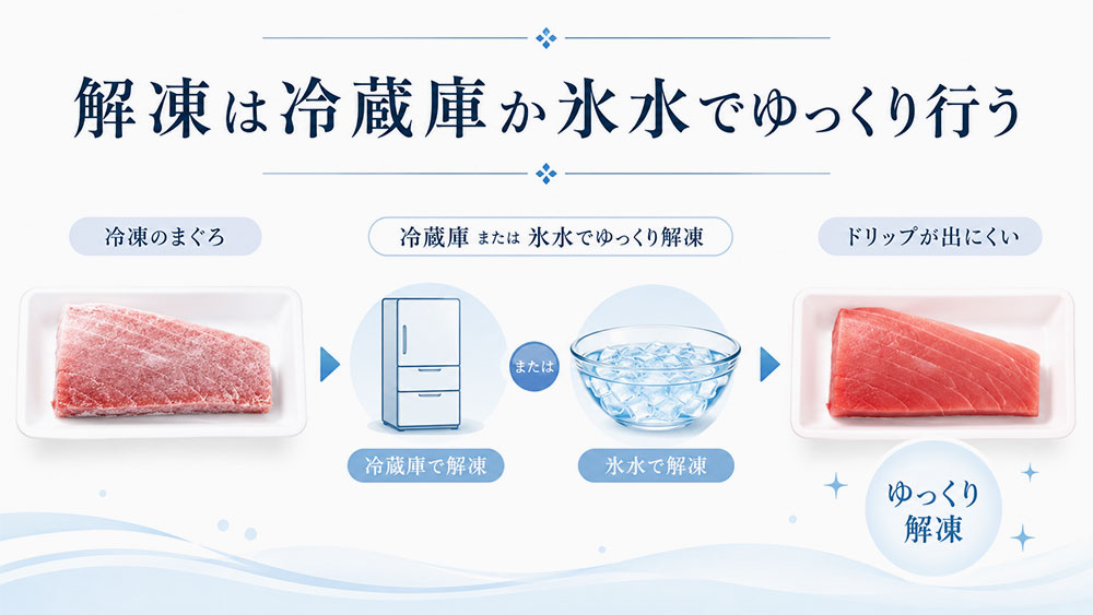 解凍は冷蔵庫か氷水でゆっくり行う