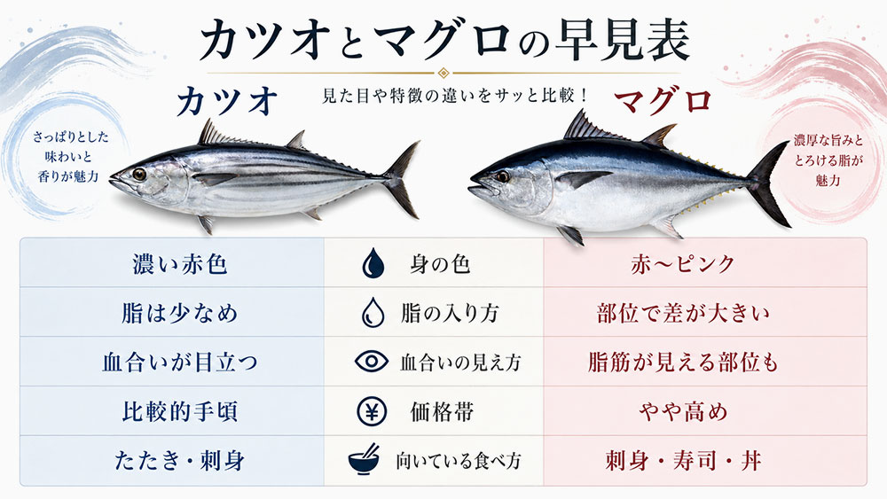見た目・味・食感・旬・価格の違い早見表