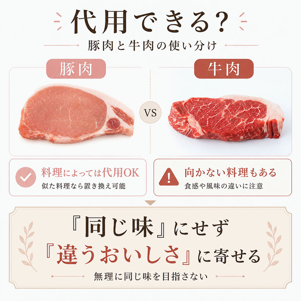 豚肉と牛肉は代用できる？