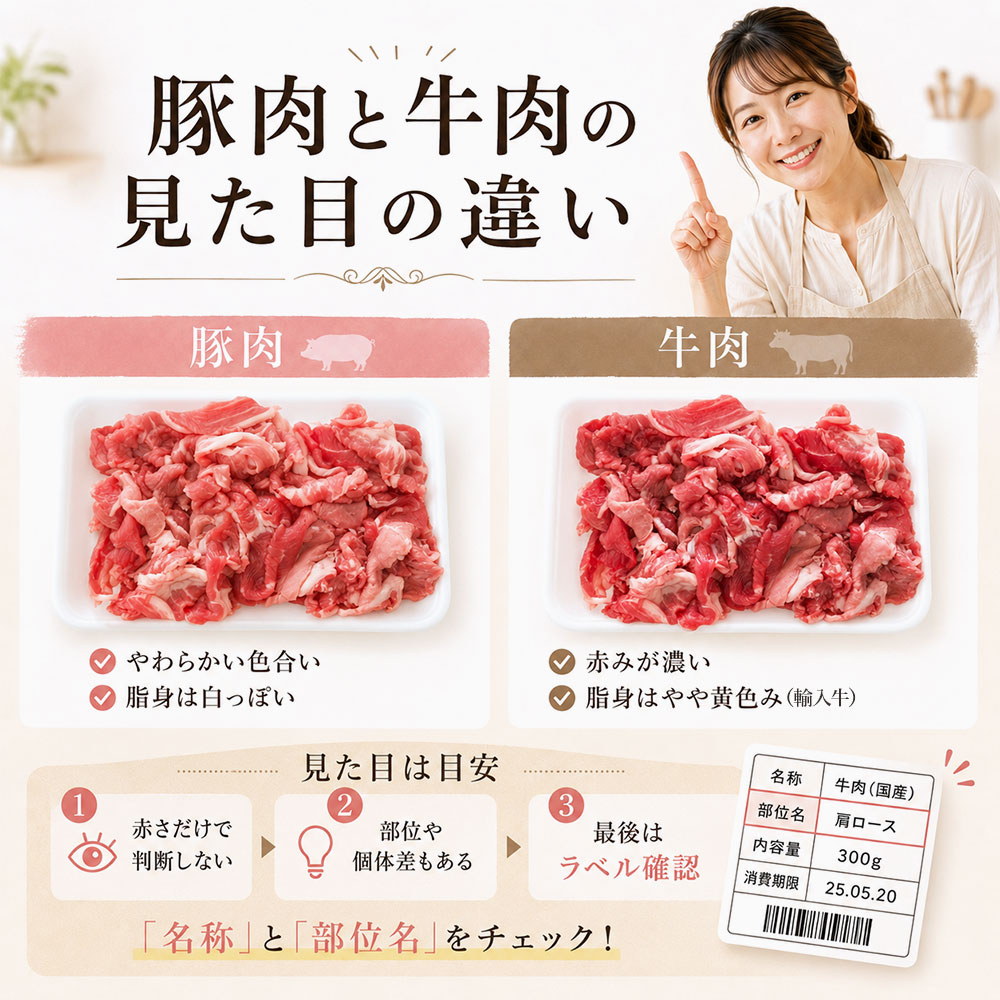 豚肉と牛肉の見た目の違い