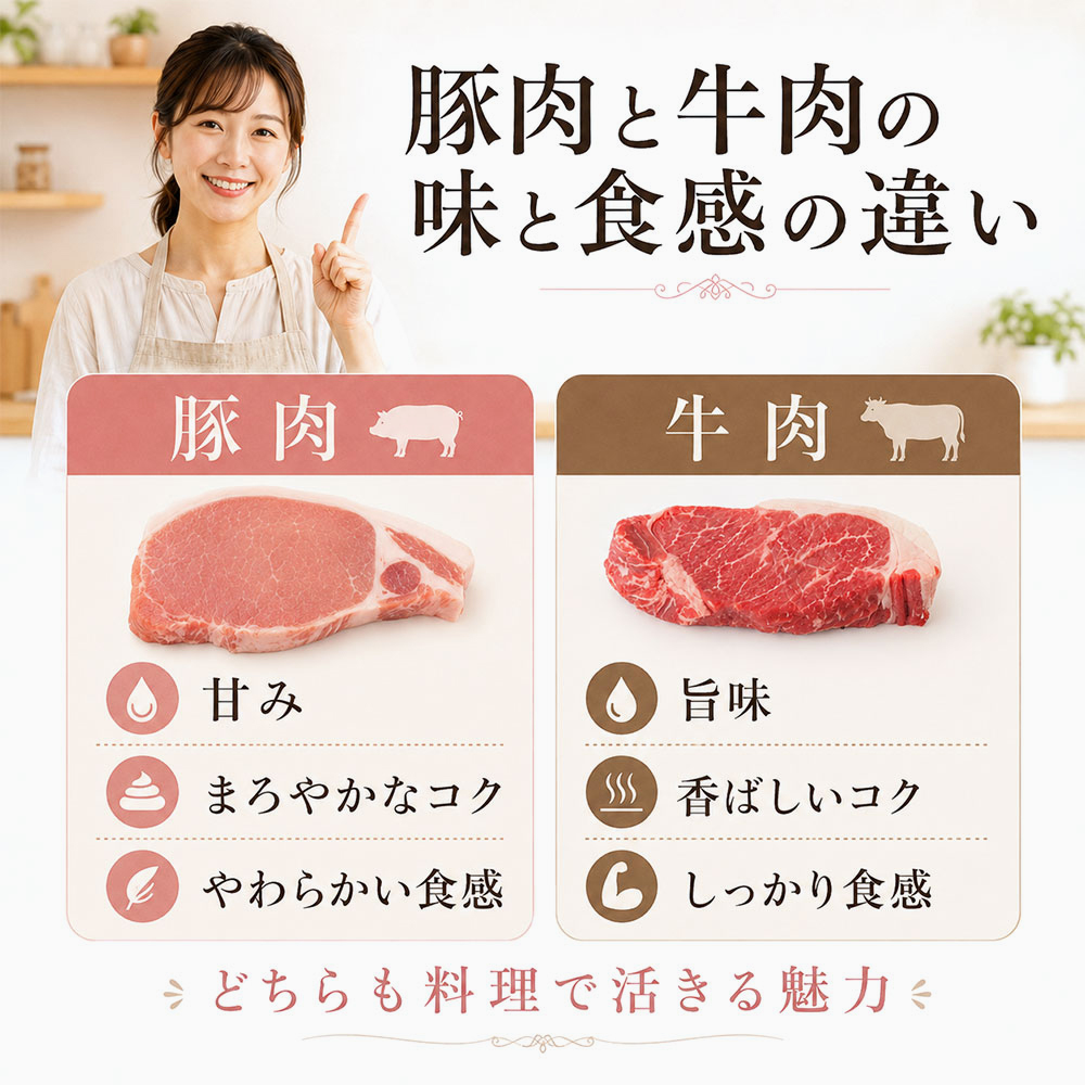 豚肉と牛肉の味と食感の違い
