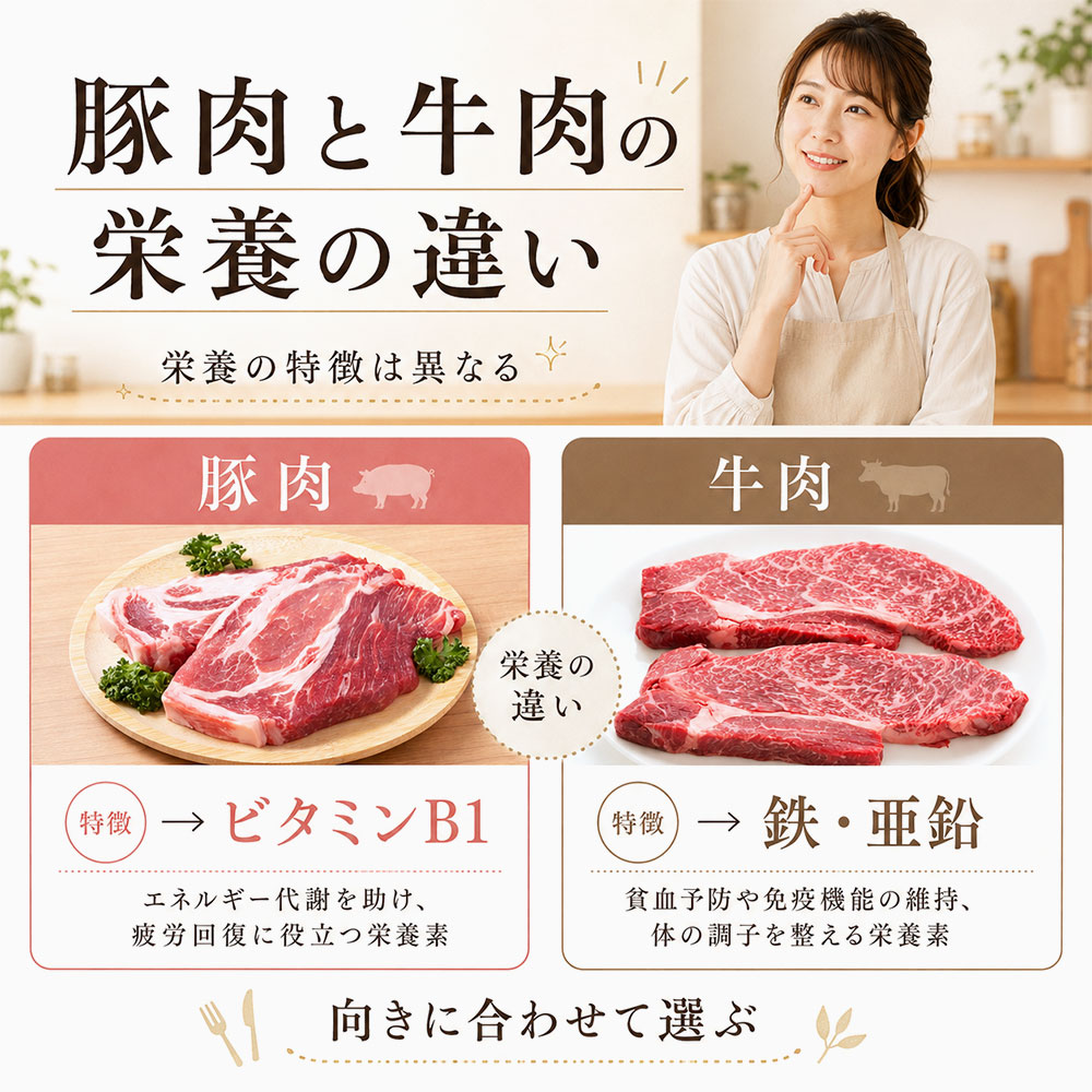 豚肉と牛肉の栄養の違い