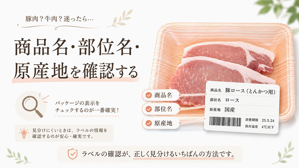 商品名・部位名・原産地を確認する