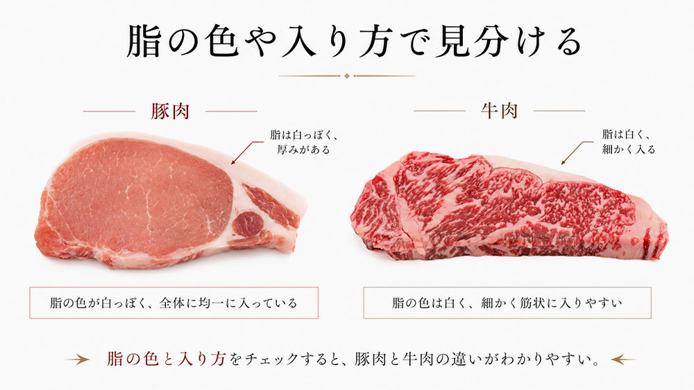 脂の色や入り方で見分ける