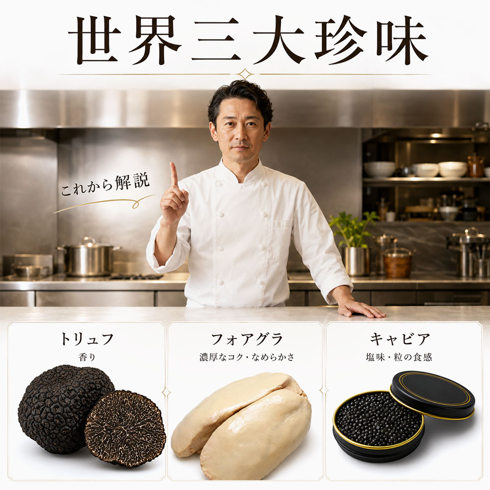 世界三大珍味とは?トリュフ・フォアグラ・キャビアを比較