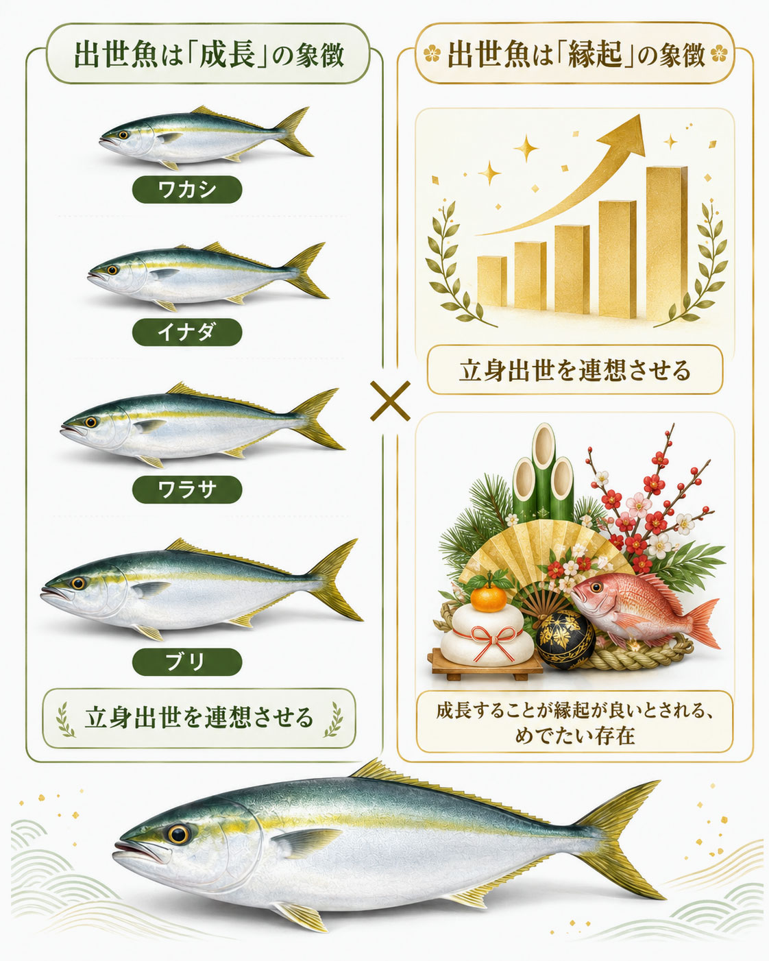 ブリは成長や出世を連想させる縁起物