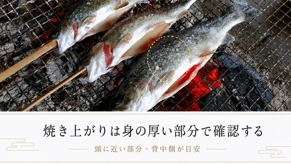 焼き上がりは身の厚い部分で確認する
