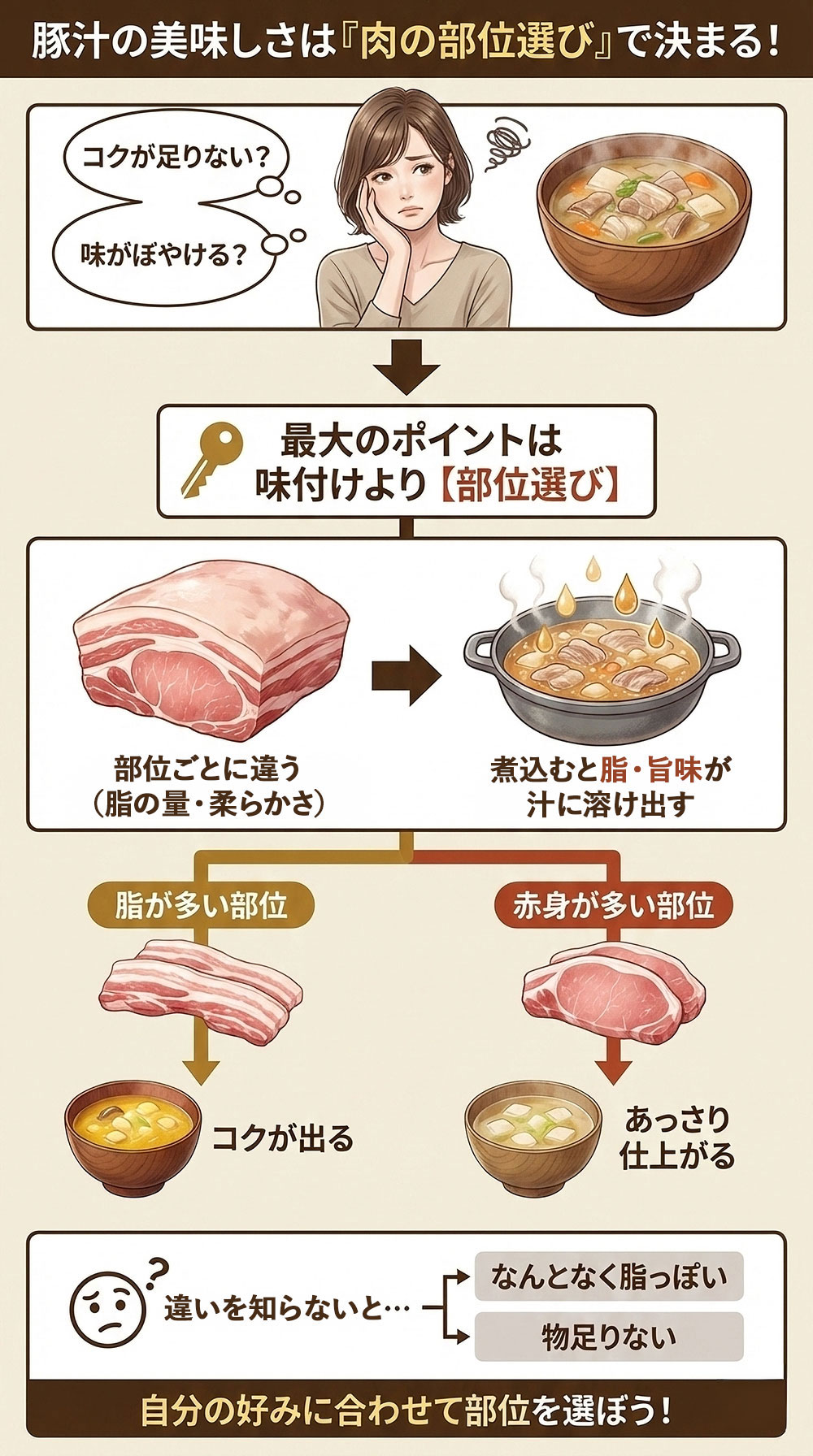 豚汁の味を決めるのは「肉の部位」