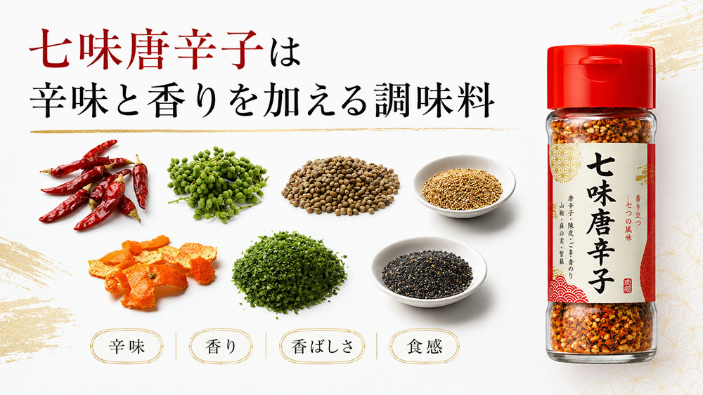 七味唐辛子は辛味と香りを加える調味料