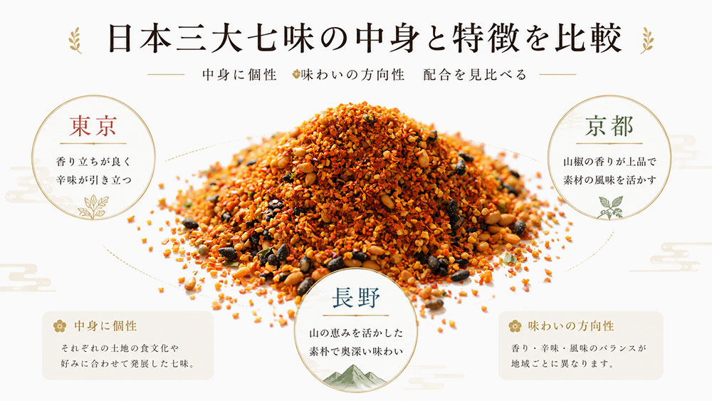 日本三大七味の中身と特徴を比較