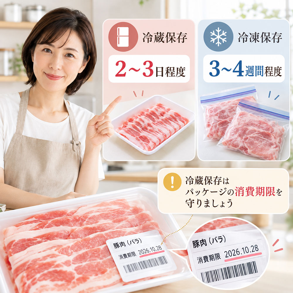 豚肉は何日もつ？冷蔵・冷凍の保存期間の目安