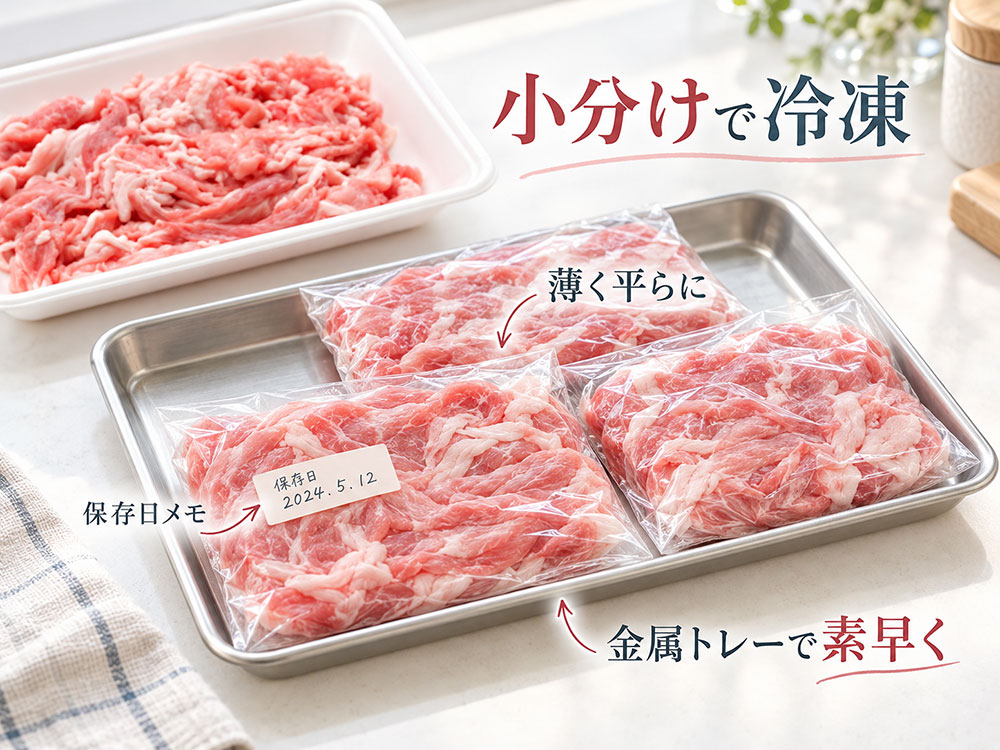 小分けにして素早く冷凍！金属トレーと保存日メモを活用しよう