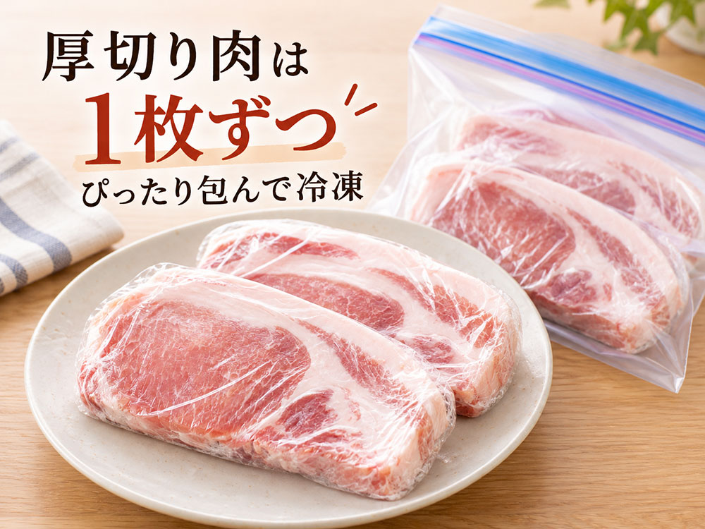 とんかつ用・生姜焼き用の厚切り肉は1枚ずつ包もう