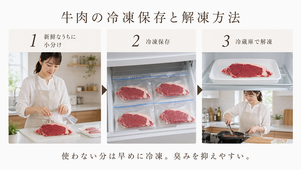 牛肉の冷凍保存と解凍方法