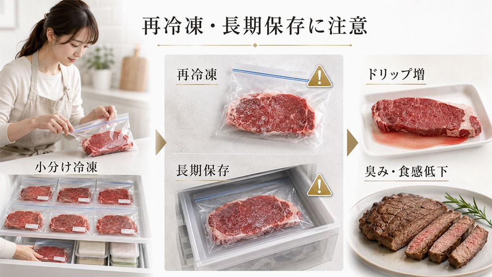 再冷凍や長期保存は臭み・食感低下につながりやすい